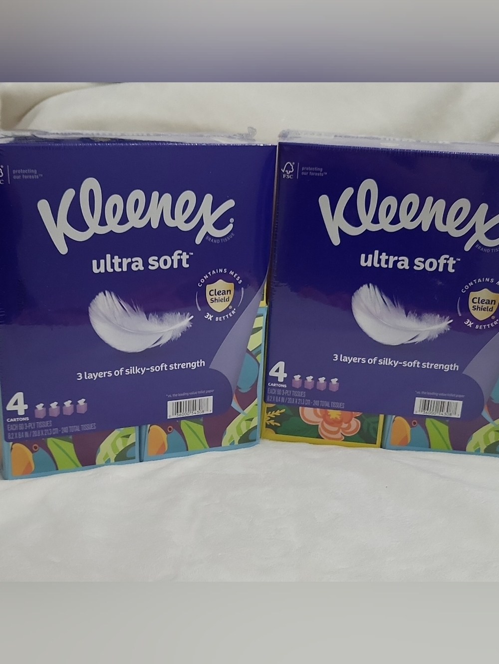 Kleenex Ultra Soft 3-Ply Tissue Box 4 Pack Clean Shield Floral Design On Boxes - Picture 9 of 9